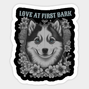 Love at first bark siberian husky Sticker